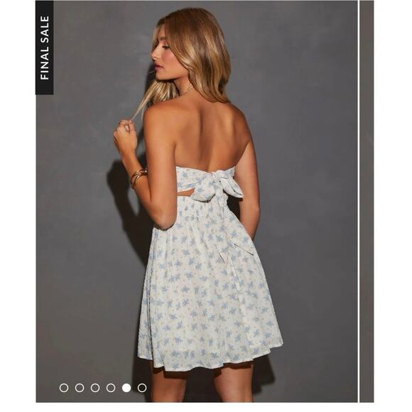 NWT! VICI Ditsy Floral Coquette Strapless Tie-Back Mini Dress Size Small - Picture 8 of 8